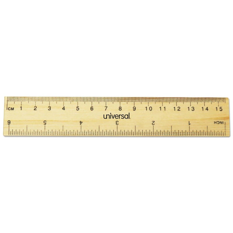Universal UNV59024 6 in. Long Standard/Metric Flat Wood Ruler (2/Pack) - Image 2